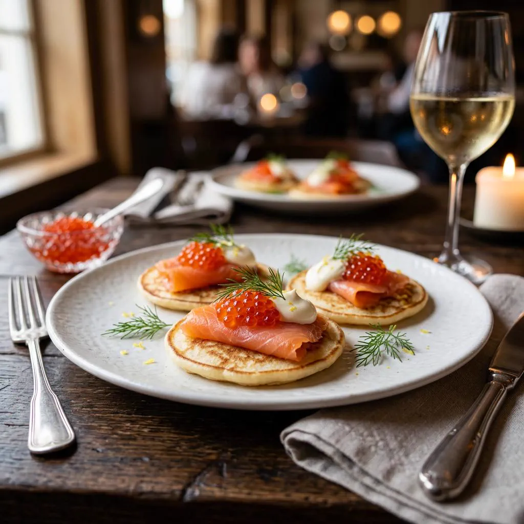 Blinis au saumon et caviar
